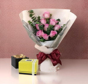 9 pink roses patchi